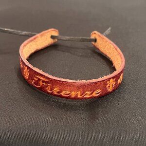 NWOT Firenze Florence Italy Leather Cuff Bracelet Fleur-De-Lis